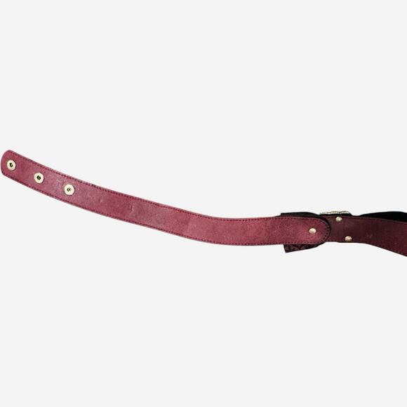Vintage Olpan Italian Leather Cummerbund Belt Red Silk Bow Gold Hardware Sz S main image 9